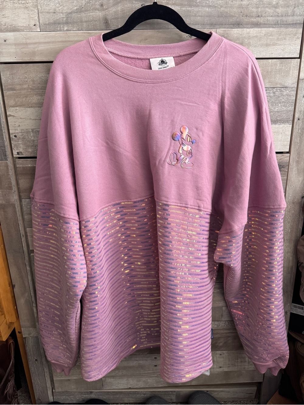Disney Pink Sequin Stripe Oversized Sweatshirt